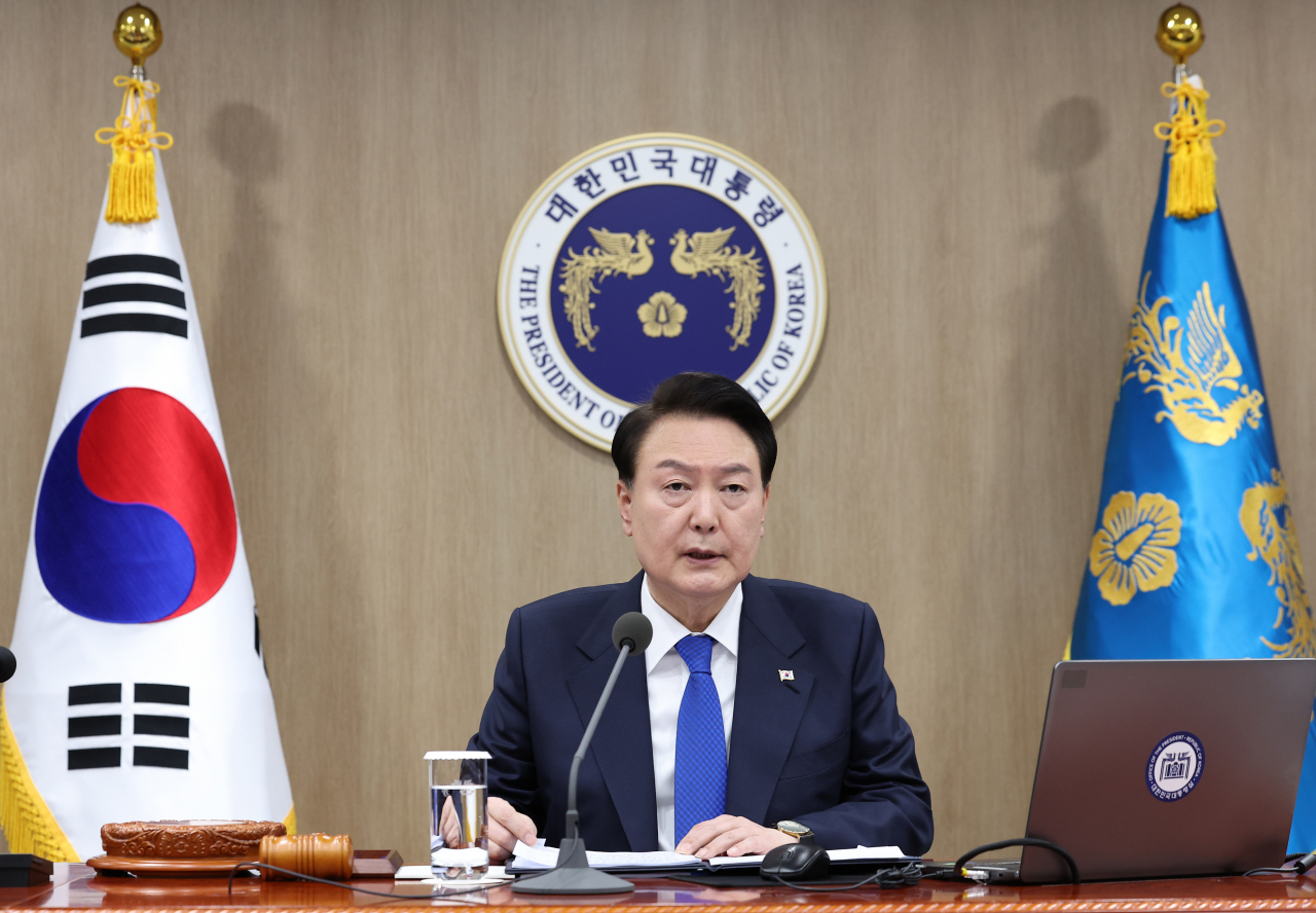 윤석열 대통령이 지난 28일 서울 용산 대통령실 청사에서 국무회의를 주재하던 모습. [연합]