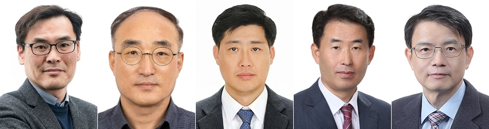 김경희(왼쪽부터), 김진모, 남궁금성, 안영규, 이동연 부사장. [삼성중공업 제공]