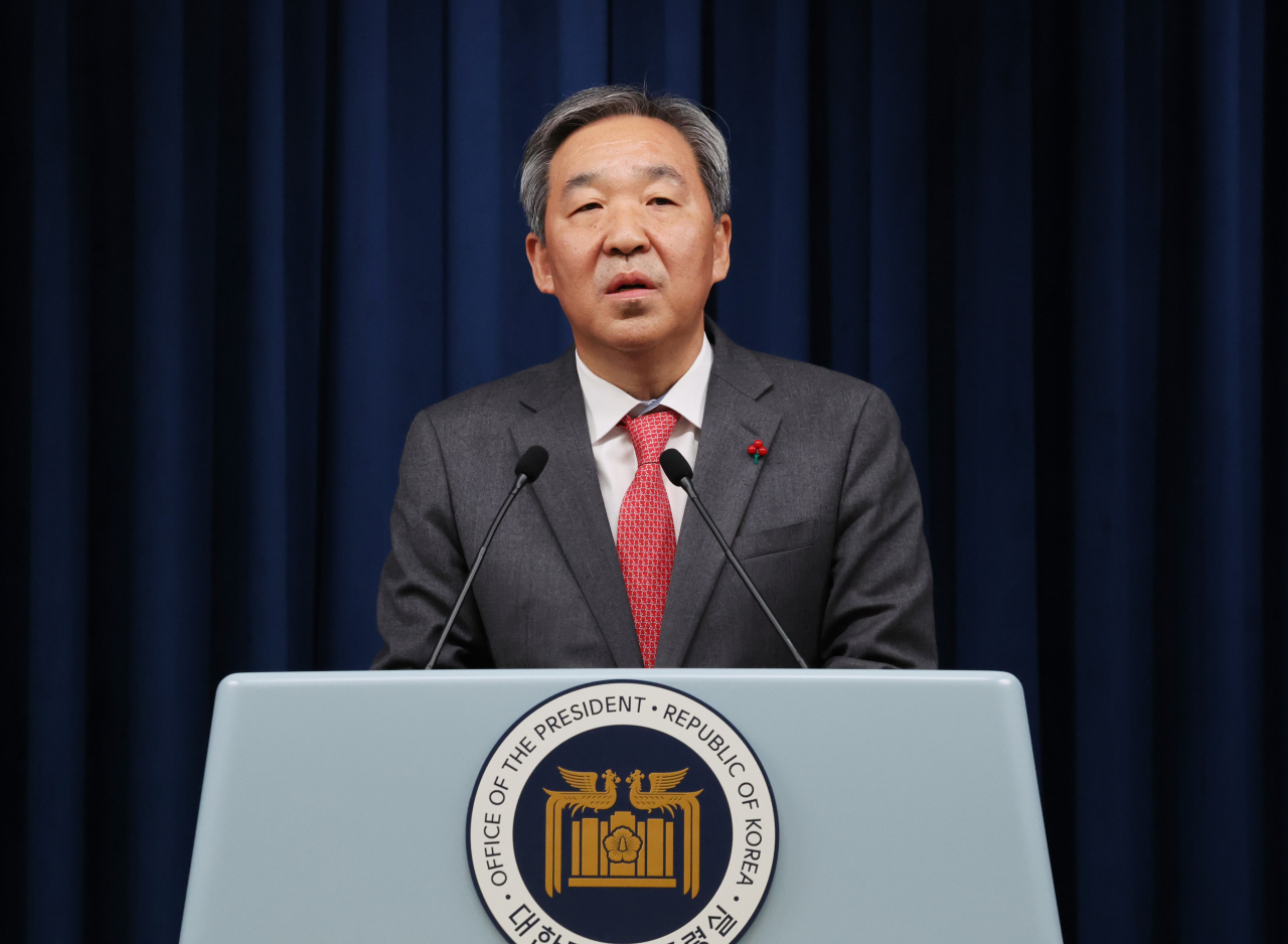 한오섭 신임 대통령실 정무수석이 30일 서울 용산 대통령실 청사에서 임명 소감을 밝히고 있다. [연합]