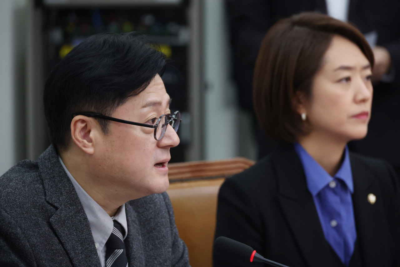 홍익표 더불어민주당 원내대표가 1일 국회에서 열린 최고위원회의에서 발언하고 있다. [연합]
