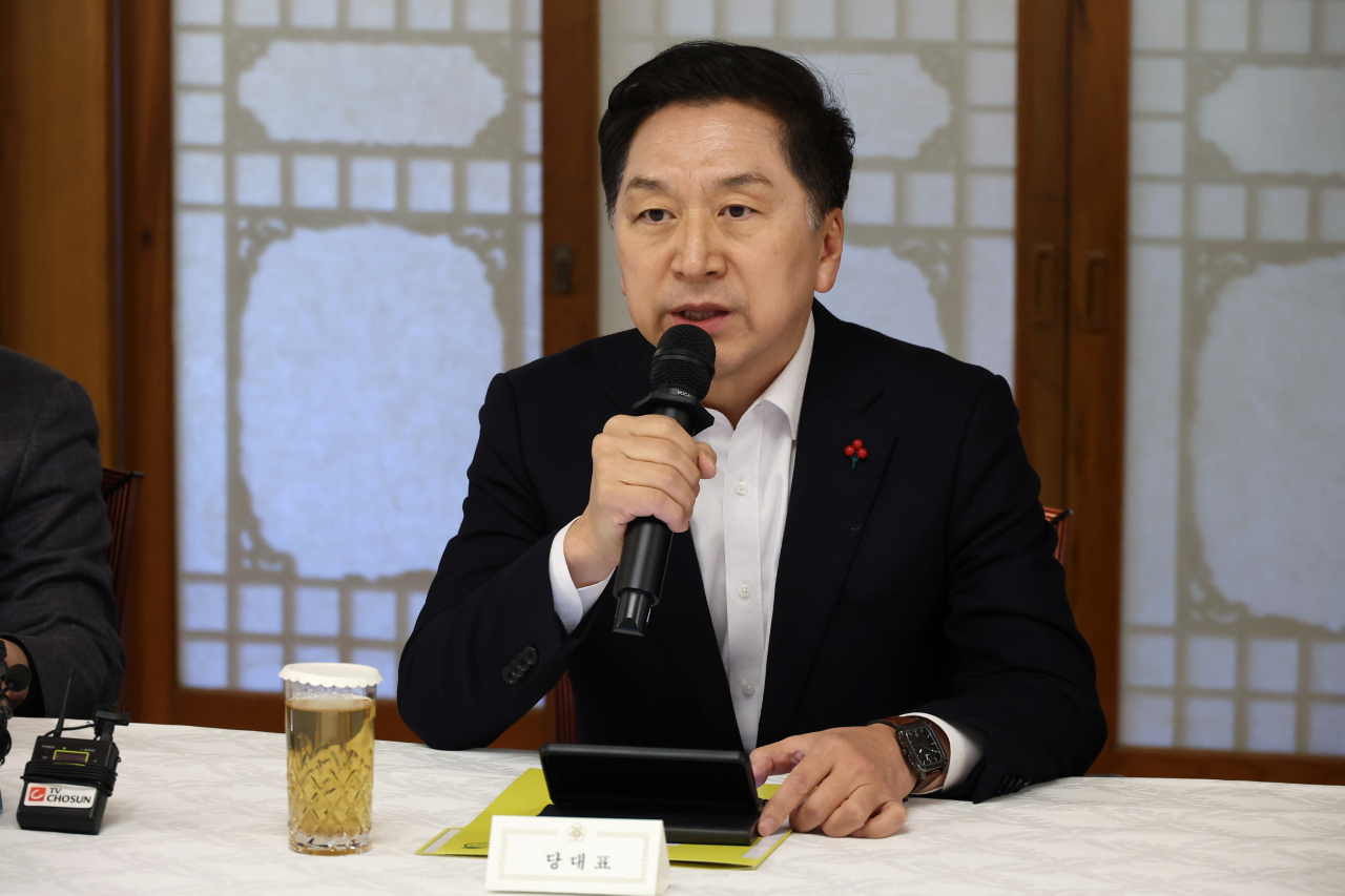 김기현 국민의힘 대표가 3일 오후 서울 종로구 삼청동 총리 공관에서 열린 고위 당·정·대 협의회에서 발언하고 있다. [연합]