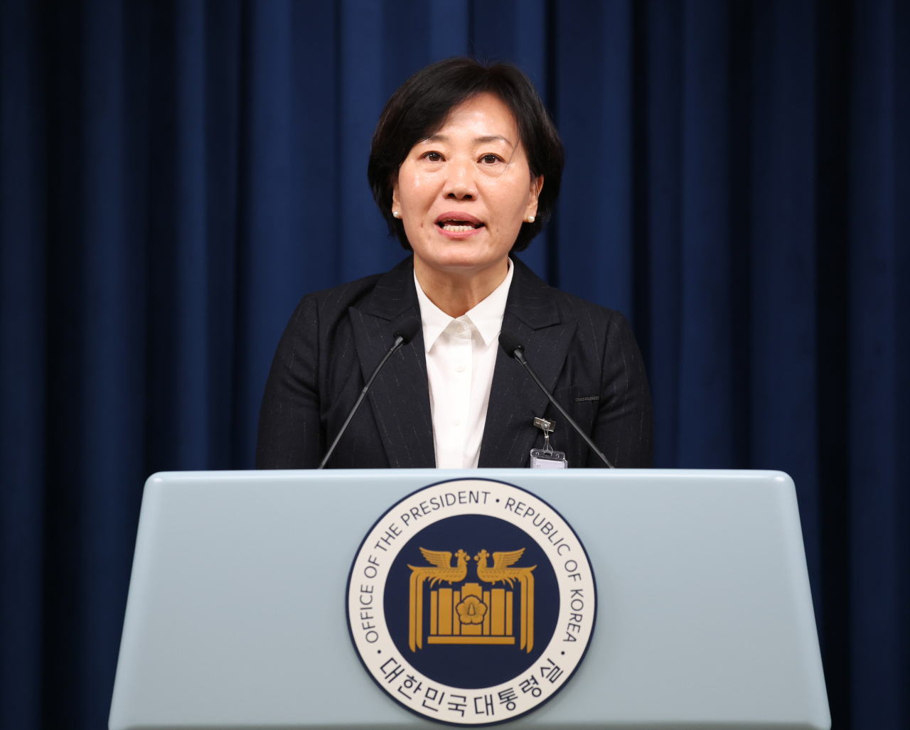 송미령 농림축산식품부 장관 후보자가 4일 서울 용산 대통령실 청사에서 임명 소감을 밝히고 있다. [연합]