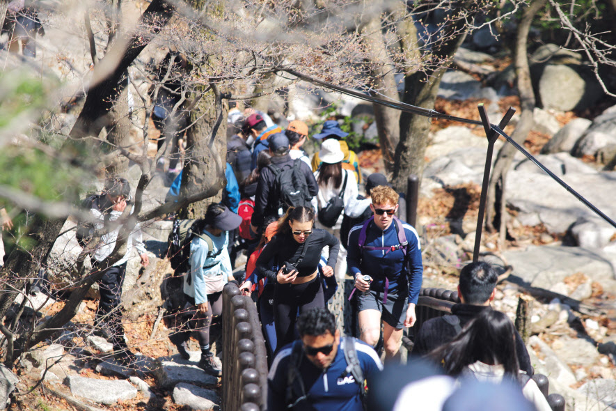 서울 도심 산행객의 10중 3명은 외국인이다. [서울관광재단 제공]