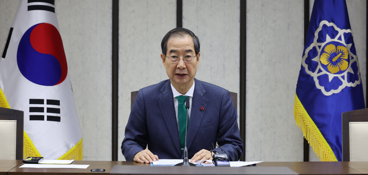 한덕수 국무총리가 7일 정부세종청사에서 열린 국정현안관계장관회의에서 발언하고 있다. [연합]