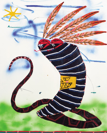 조디 커윅, Best of Friends, 캔버스에 유채, 아크릴, 스프레이 프린트, 100&times;80cm, 2021