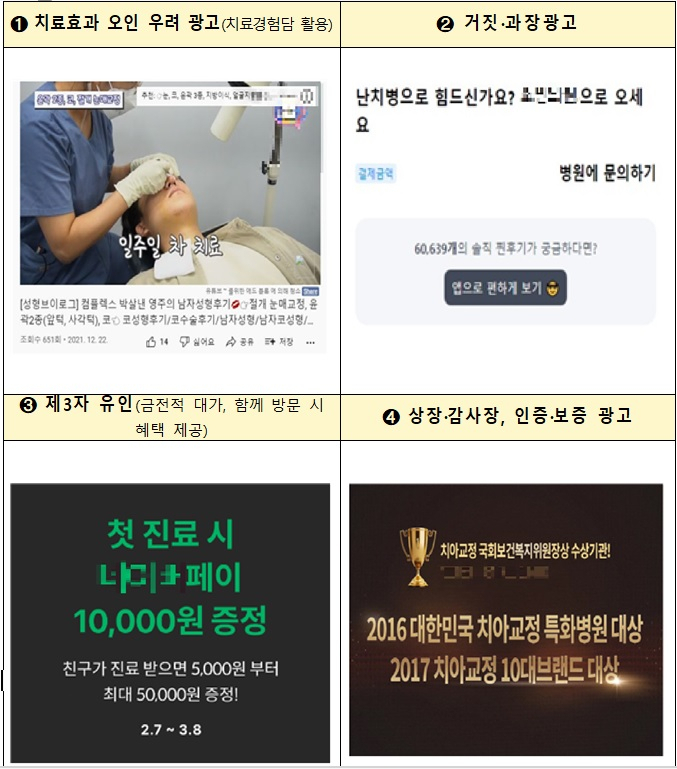 불법 의료광과 예시[보건복지부 제공]