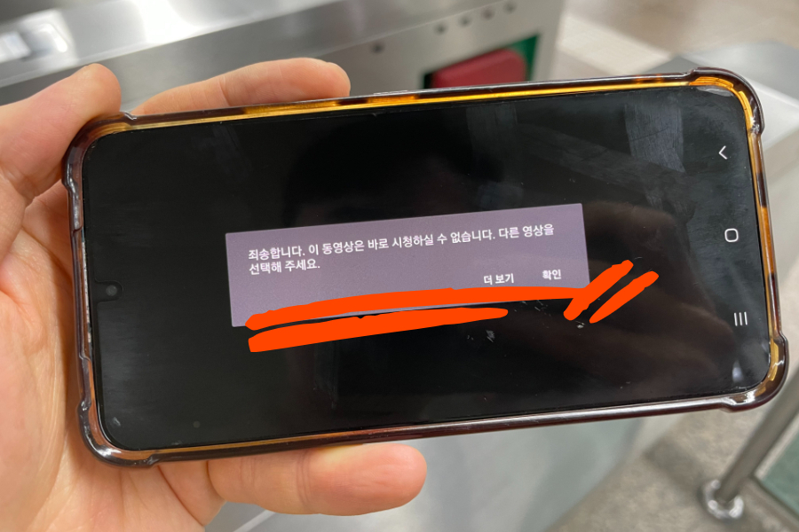12일 오전 9시 30분께 발생한 재생 장애를 안내하는 넷플릭스 화면. [독자 제공]