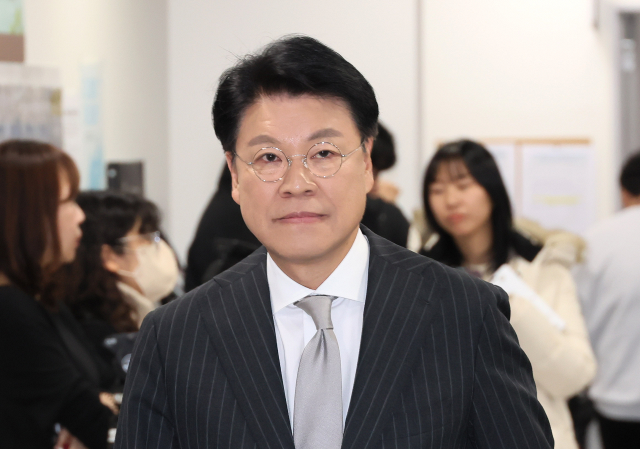 장제원 국민의힘 의원이 지난 12일 국회 소통관에서 22대 총선 불출마 선언 기자회견을 하기 위해 입장하고 있다. [연합]