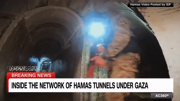 팔레스타인 무장 정파 하마스가 가자지구 전역에 걸쳐 건설한 땅굴 시설의 모습. [유튜브 'CNN' 채널 캡처]