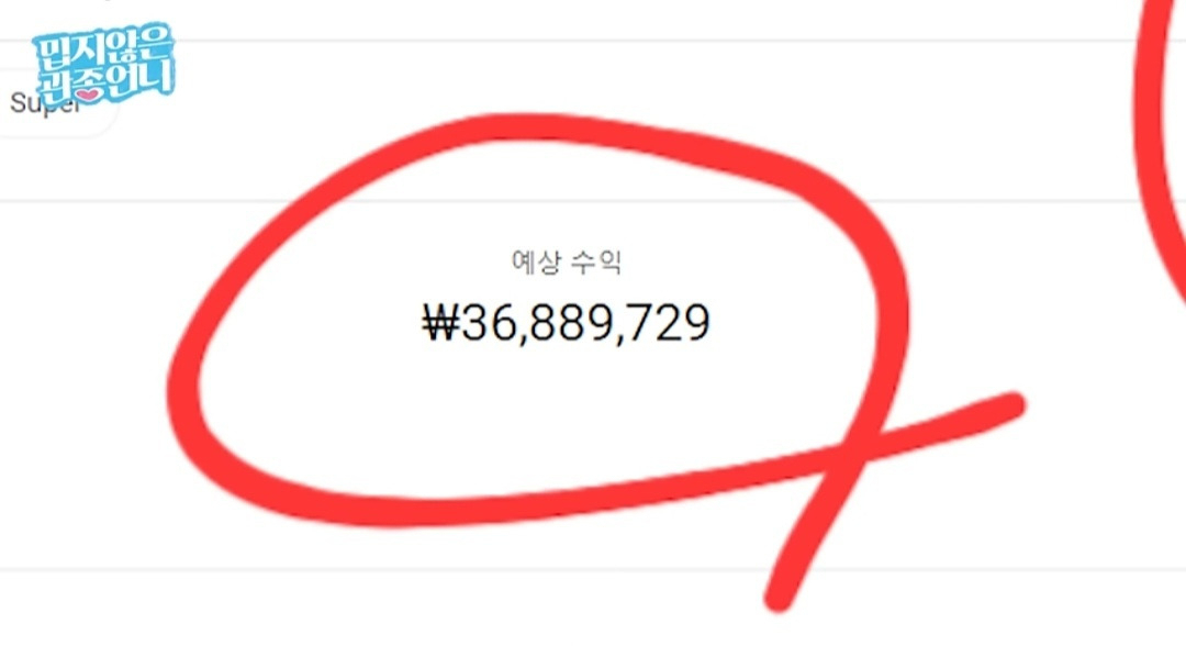 방송인 이지혜씨가 공개한 유튜브 예상 수입 [이지혜 유튜브 갈무리]