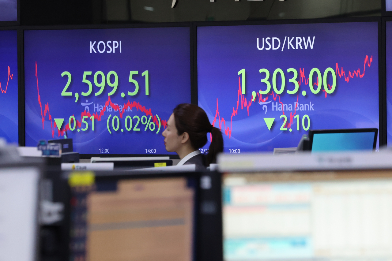 An electronic signboard in the dealing room of Hana Bank in Seoul, Friday (Yonhap)