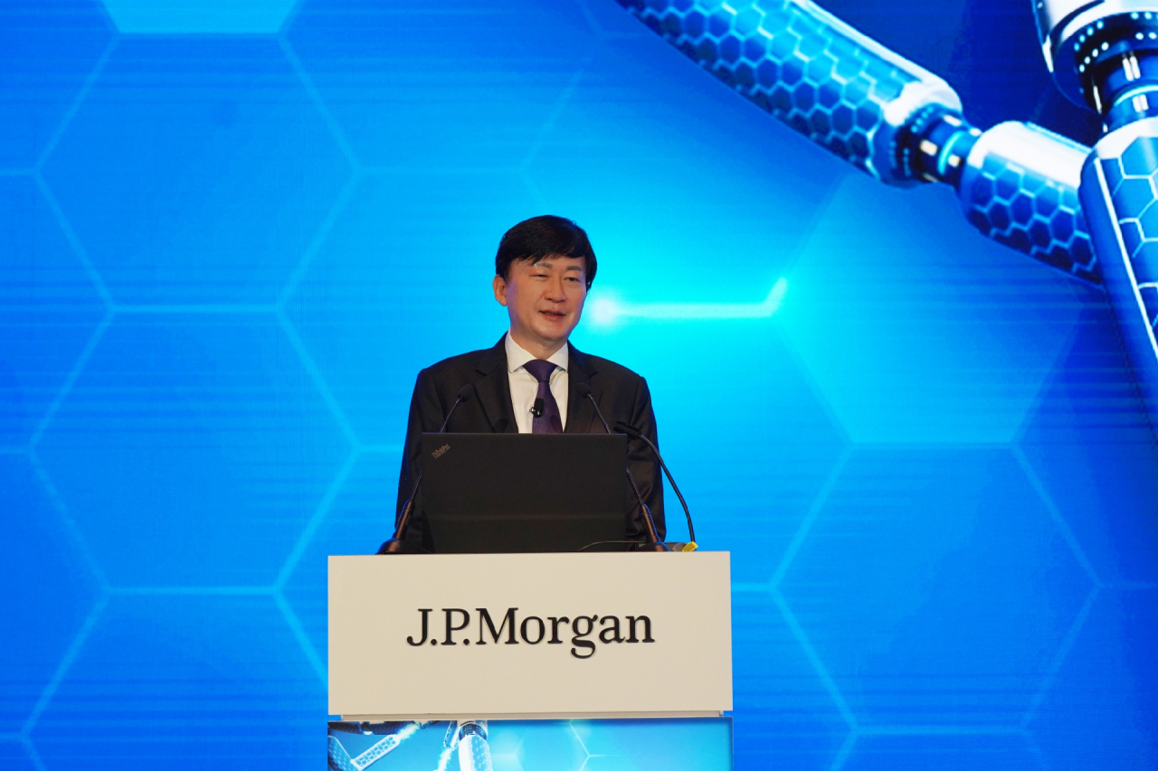 존림 삼성바이오로직스 대표가 지난해 열린 JP모건 헬스케어 콘퍼런스에서 발표하는 모습. [삼성바이오로직스 제공]