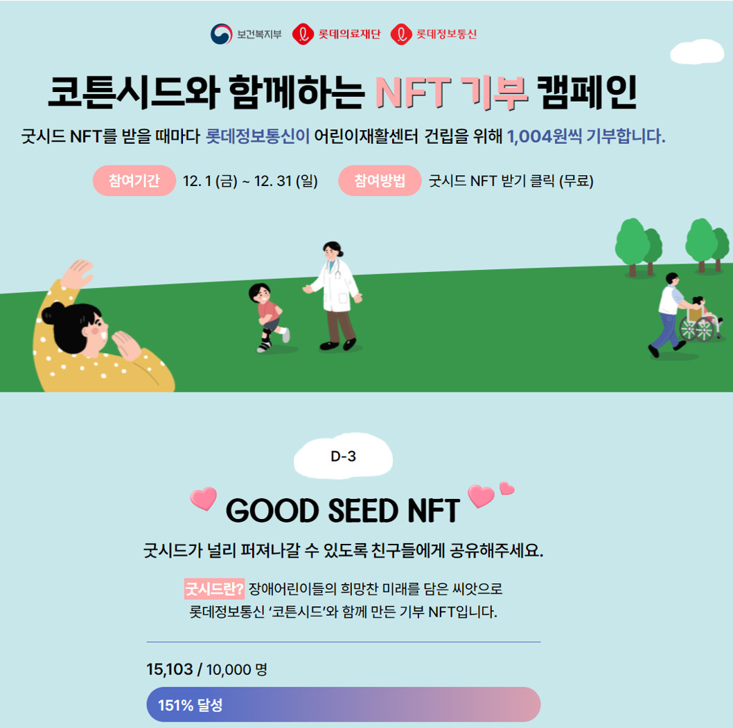 ‘NFT 기부 챌린지’ 홍보 이미지. [롯데정보통신 제공]