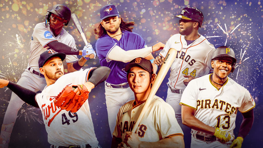 SF 이정후(아래 가운데)가 2024시즌 신인왕 후보로 거론됐다. [MLB닷컴 홈페이지]
