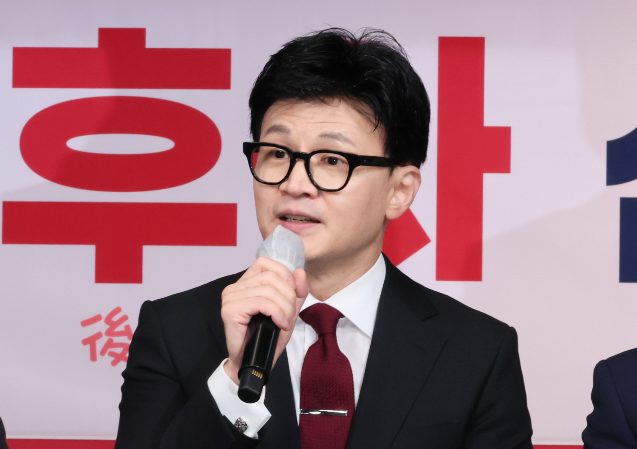 한동훈 국민의힘 비상대책위원장이 1일 서울 여의도 중앙당사에서 열린 신년인사회에서 인사말을 하고 있다. [연합]