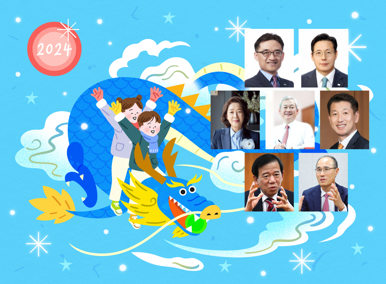 김미섭(윗줄 왼쪽부터) 미래에셋증권 대표이사(부회장), 허선호 미래에셋증권 대표이사(부회장), 이어룡(가운데줄 왼쪽부터) 대신파이낸셜그룹 회장, 정영채 NH투자증권 대표이사(사장), 김상태 신한투자증권 대표이사(사장), 서유석(아래줄 왼쪽부터) 금융투자협회장, 이순호 한국예탁결제원 사장. [각사 제공, 게티이미지뱅크, 임세준 기자]