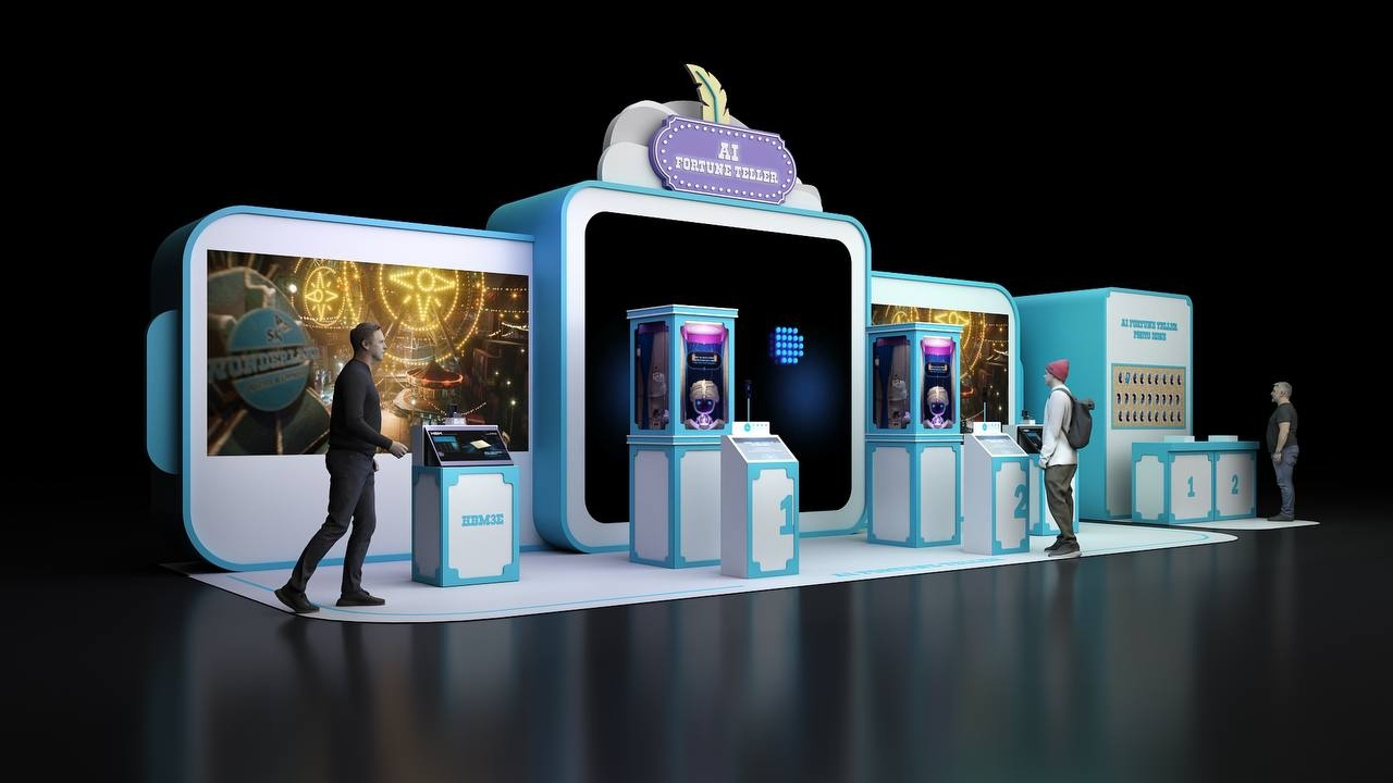 SK하이닉스가 CES 2024에서 운영하는 HBM3E 기반 생성형 AI 기술 적용된 ‘AI 포춘텔러(AI Fortune Teller)’ [SK하이닉스 제공]