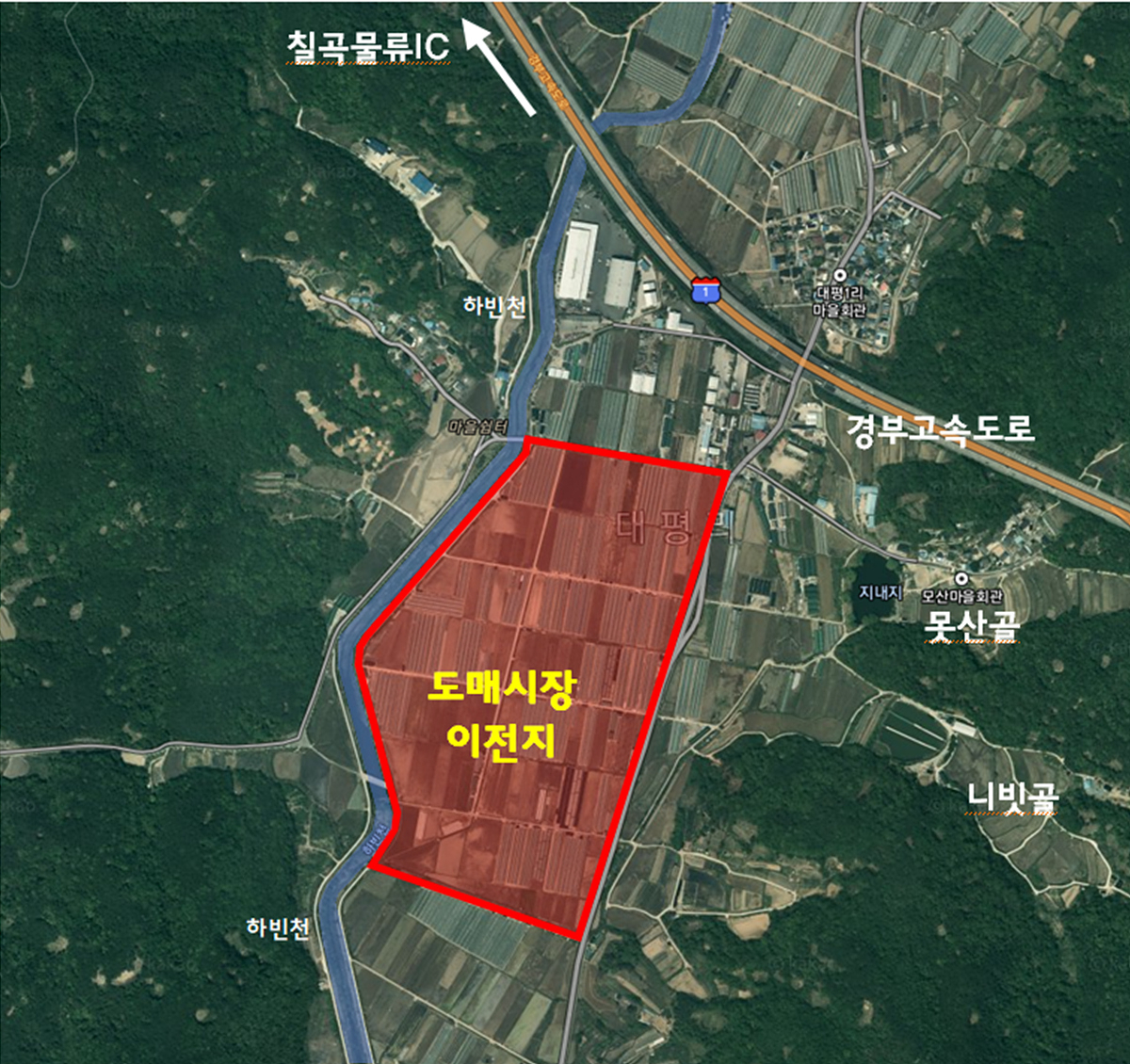 대구농수산물도매시장 이전 위치도.[대구시 제공]