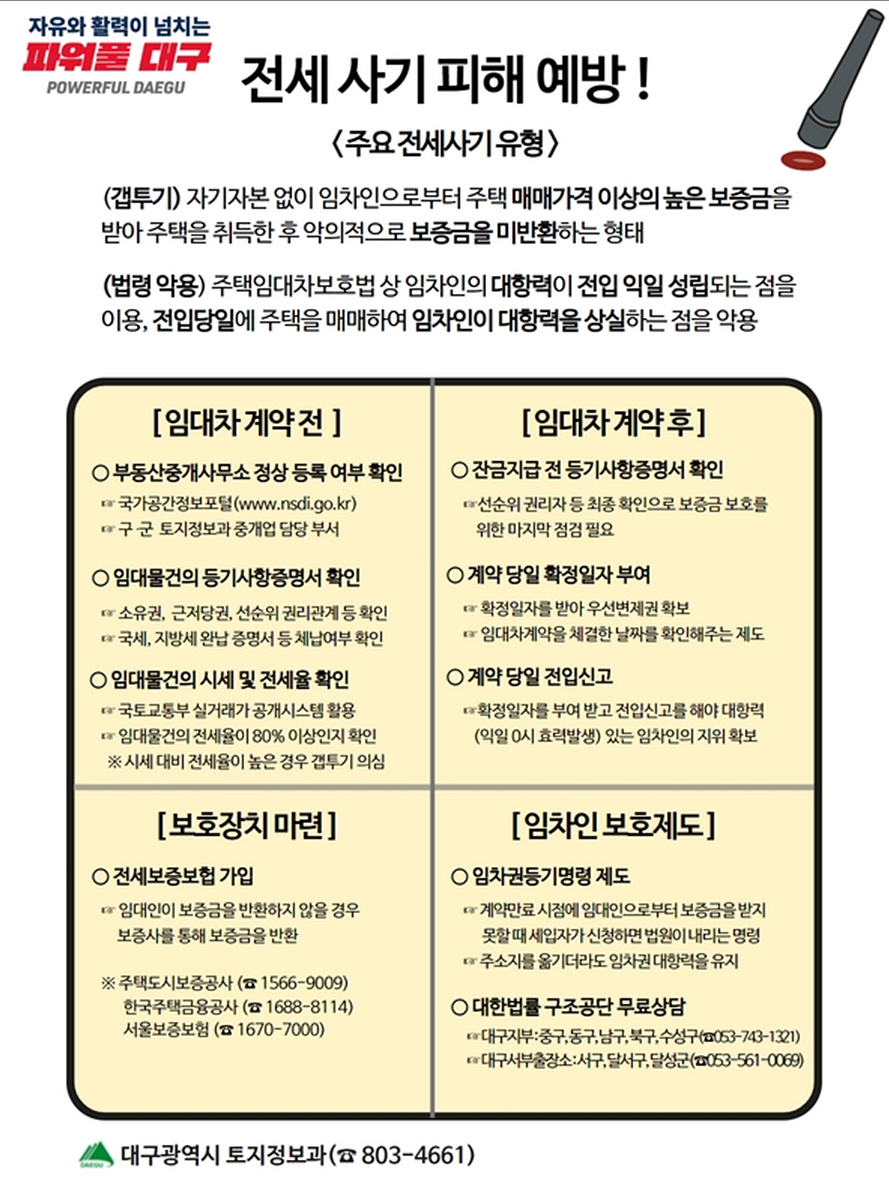 대구시 전세사기 예방 홍보물.[대구시 제공]