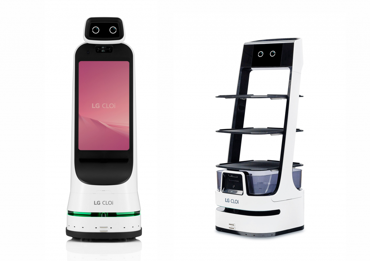 LG 클로이 가이드봇(왼쪽), LG 클로이 서브봇. [LG전자 제공]