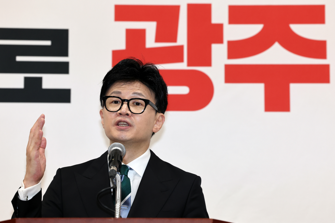 한동훈 국민의힘 비상대책위원장이 4일 오전 광주 서구 김대중컨벤션센터에서 열린 국민의힘 광주시당 신년인사회에서 인사말을 하고 있다. [연합]