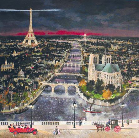 Michel Delacroix, Paris, vol d’oiseau, acrylic on canvas, 71&times;71cm, 2017 &copy;Michel Delacroix