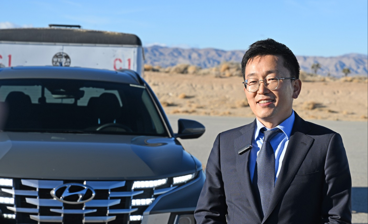 이승엽 현대차그룹 미국기술연구소 부소장(상무)이 11일(현지시간) 취재진과 인터뷰를 하고 있다. [현대차그룹 제공]