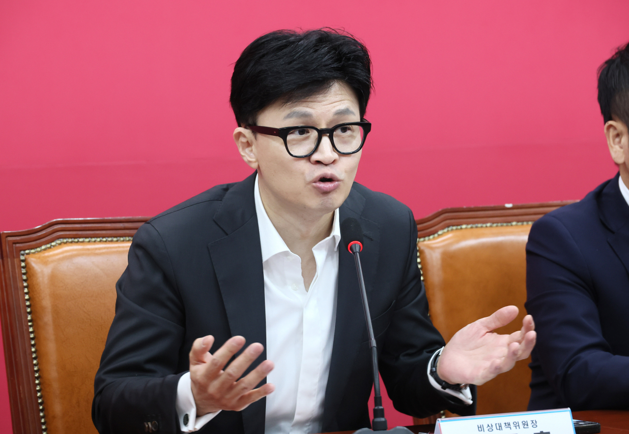 한동훈 국민의힘 비상대책위원장이 15일 국회에서 열린 비상대책위원회의에서 발언하고 있다. [연합]