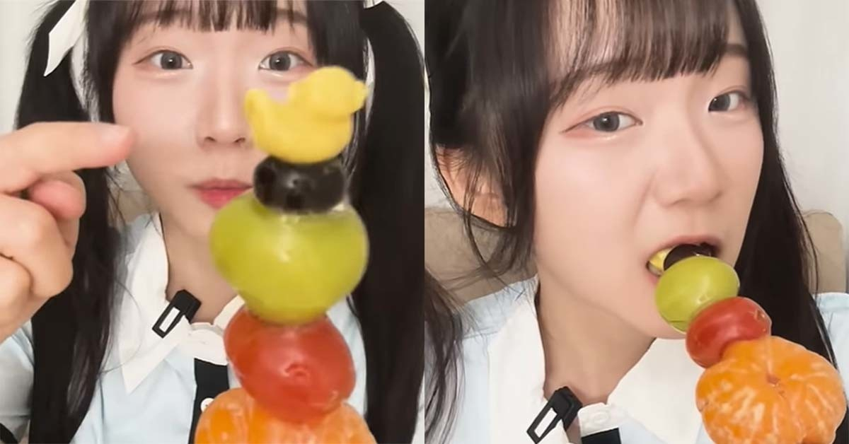 유튜버 진자림이 왕가탕후루의 '오마카세 탕후루'를 시식하고 있다. [진자림 유튜브 영상 캡처]