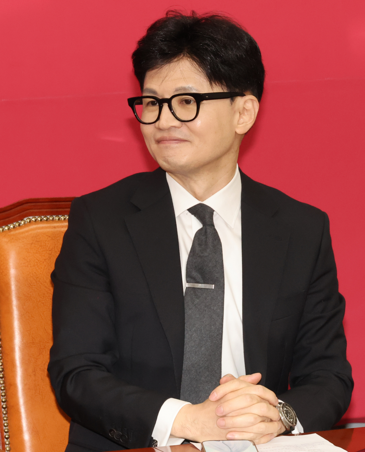국민의힘 한동훈 비상대책위원장이 22일 국회에서 열린 인재영입 환영식에 참석하고 있다. [연합]
