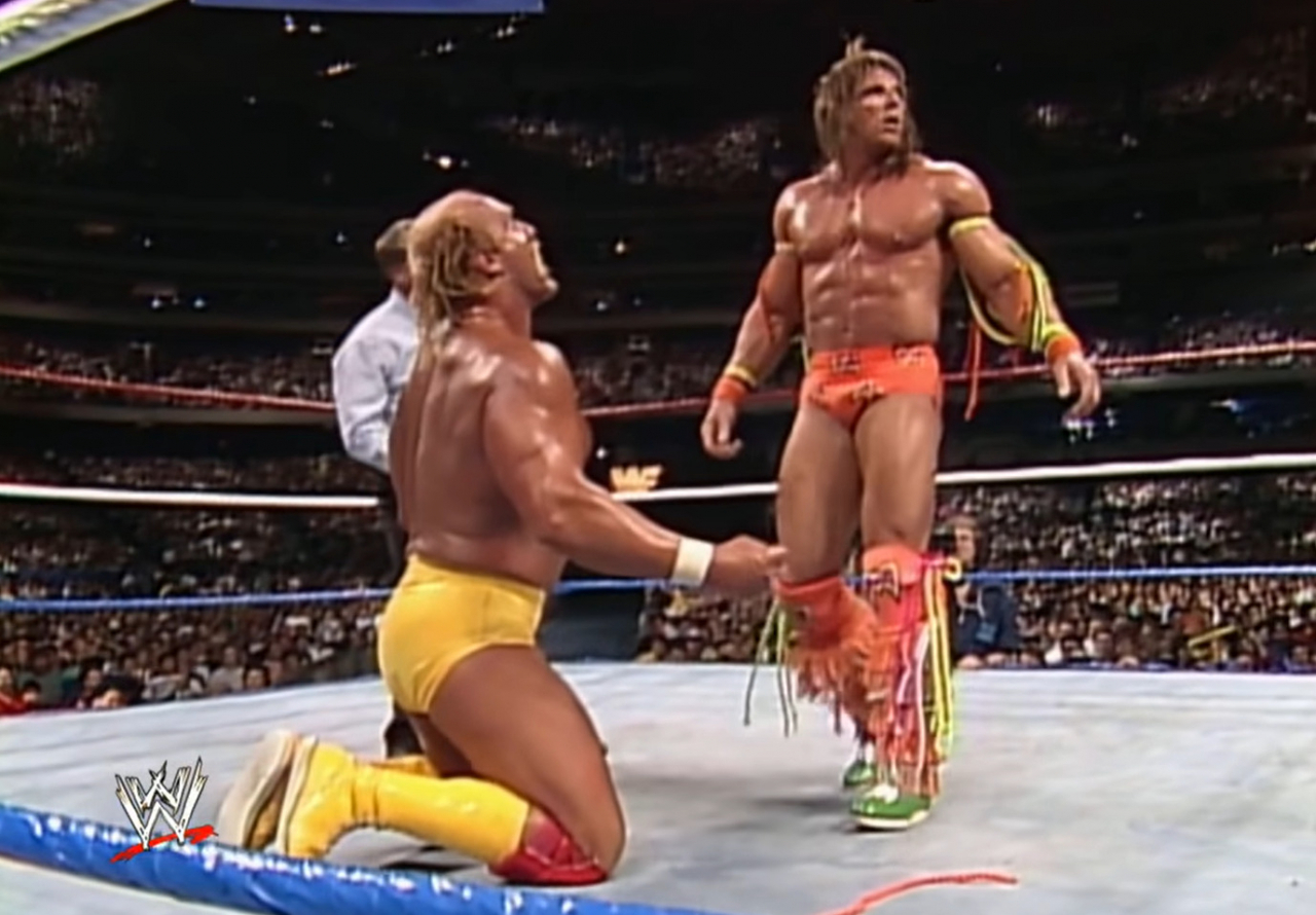 헐크호건과 워리어의 경기 장면 [WWE 유튜브채널 캡쳐]