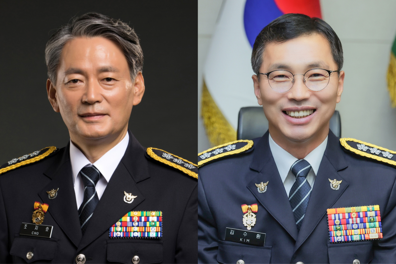 26일 서울경찰청장으로 내정된 조지호 경찰청 차장(왼쪽)과 경찰청 차장 내정자인 김수환 경찰대학장. [경찰청 제공]