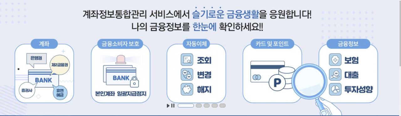 [계좌정보통합관리서비스 화면 캡처]