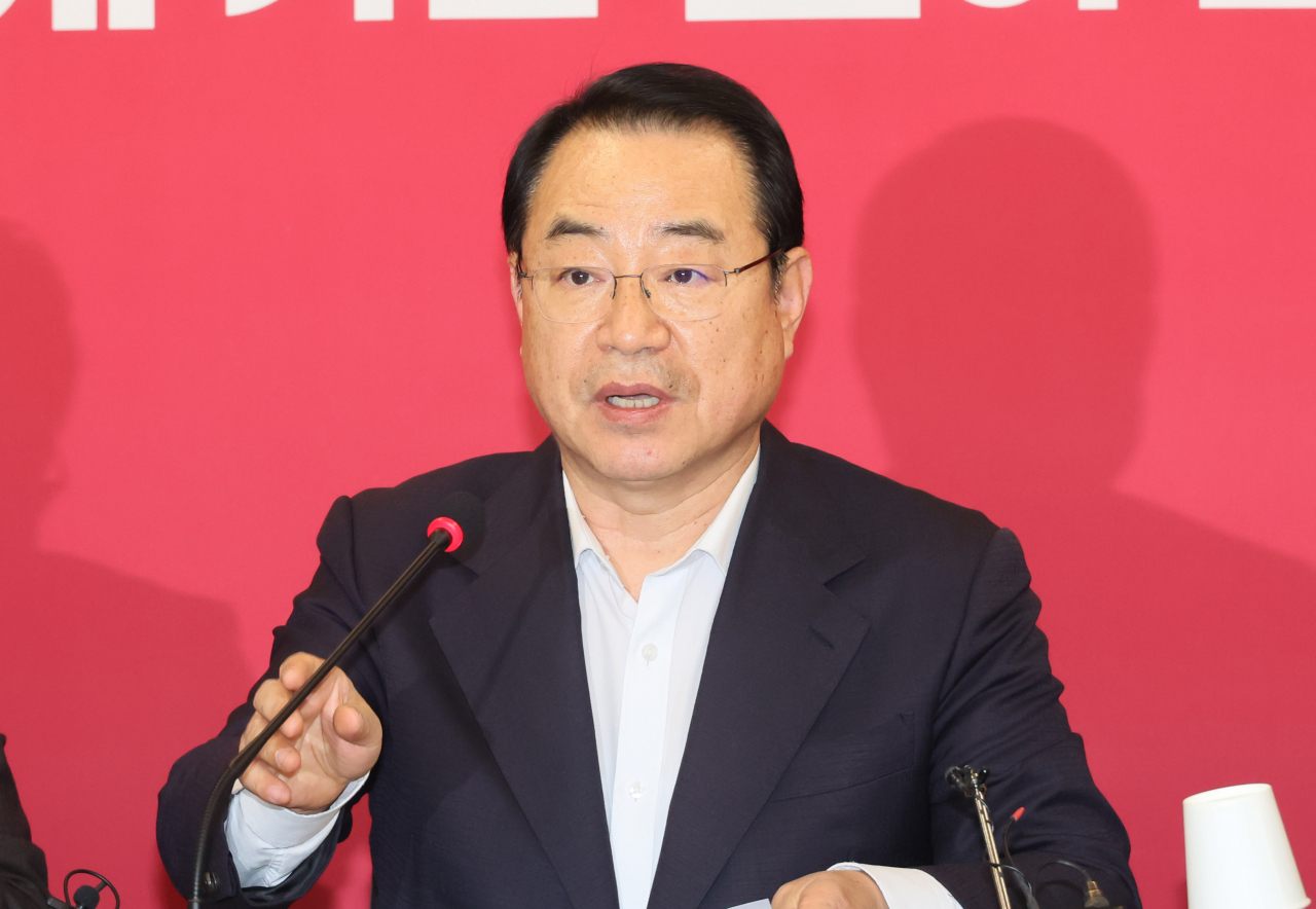 정영환 국민의힘 공천관리위원장이 30일 서울 여의도 당사에서 열린 공천관리위원회 3차회의에서 발언하고 있다. [연합]
