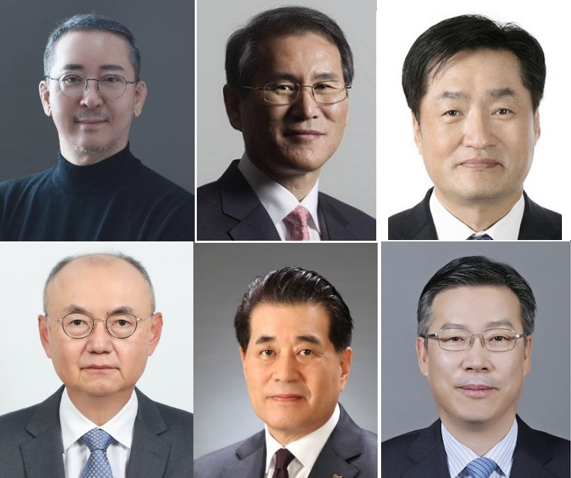 권영수(왼쪽 위부터 시계방향) 전 LG에너지솔루션 부회장, 김동섭 현 한국석유공사 사장, 김지용 포스코홀딩스 미래기술연구원장, 정준선 전 포스코홀딩스 사장, 장인화 전 포스코 사장, 우유철 전 현대제철 부회장. [포스코홀딩스 제공]
