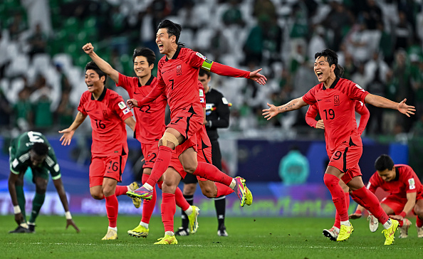 한국 축구대표팀이 지난 31일(한국시간) AFC 아시안컵 사우디아라비아와의 16강전에서 승리한 뒤 기뻐하고 있다. [게티이미지]