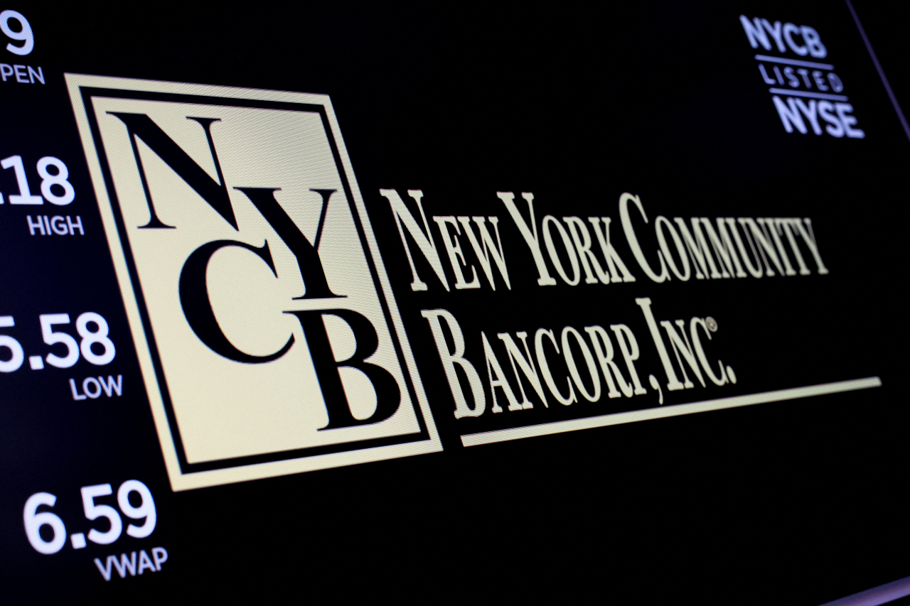 1월 31일(현지시간) 뉴욕증권거래소(NYSE) 화면에 뉴욕커뮤니티뱅코프(NYCB) 주가 정보가 표시돼 있다. [사진=로이터]