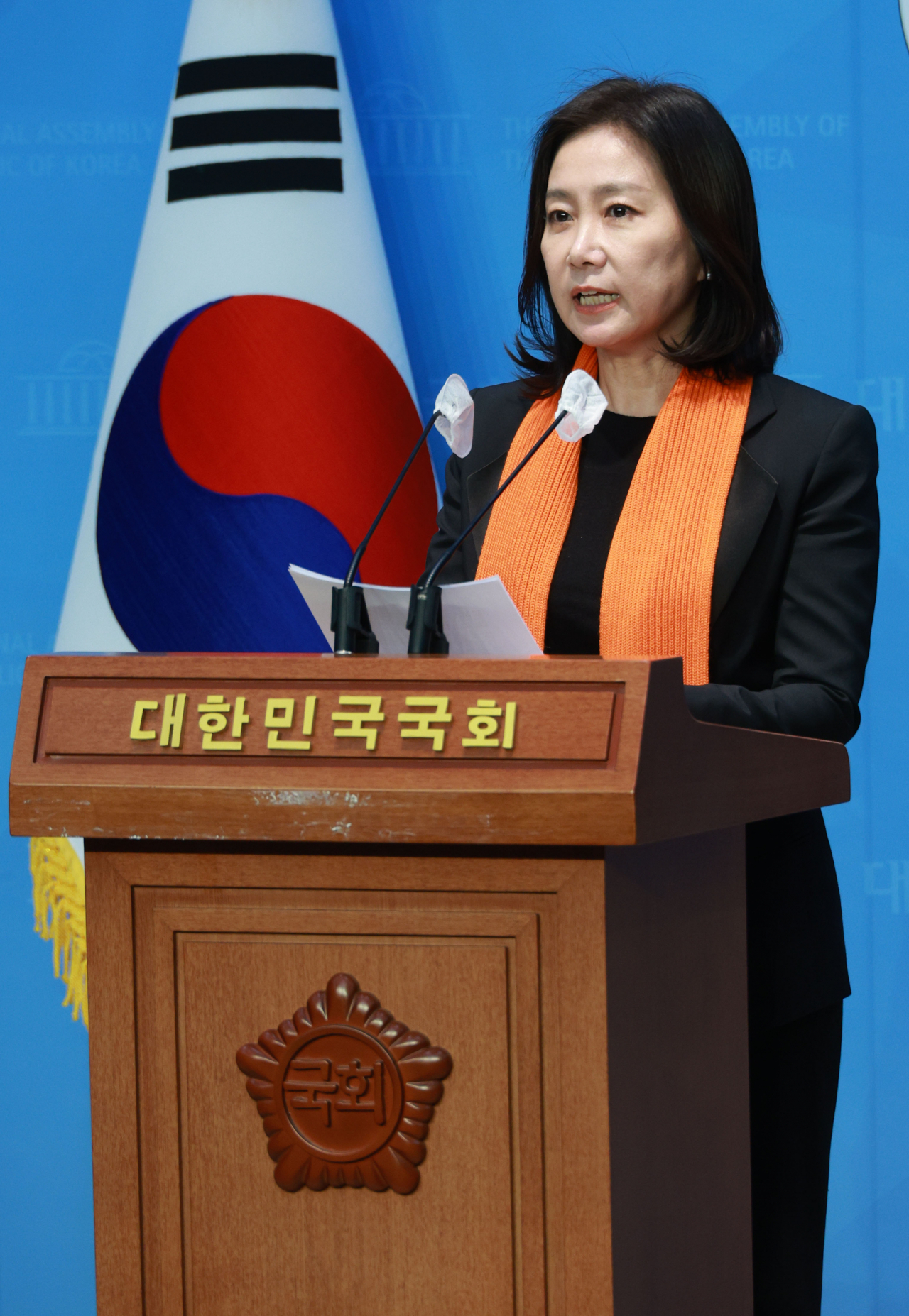 개혁신당 허은아 창당준비위원장이 18일 국회 소통관에서 기업 관련 정강정책을 발표하고 있다. [연합]