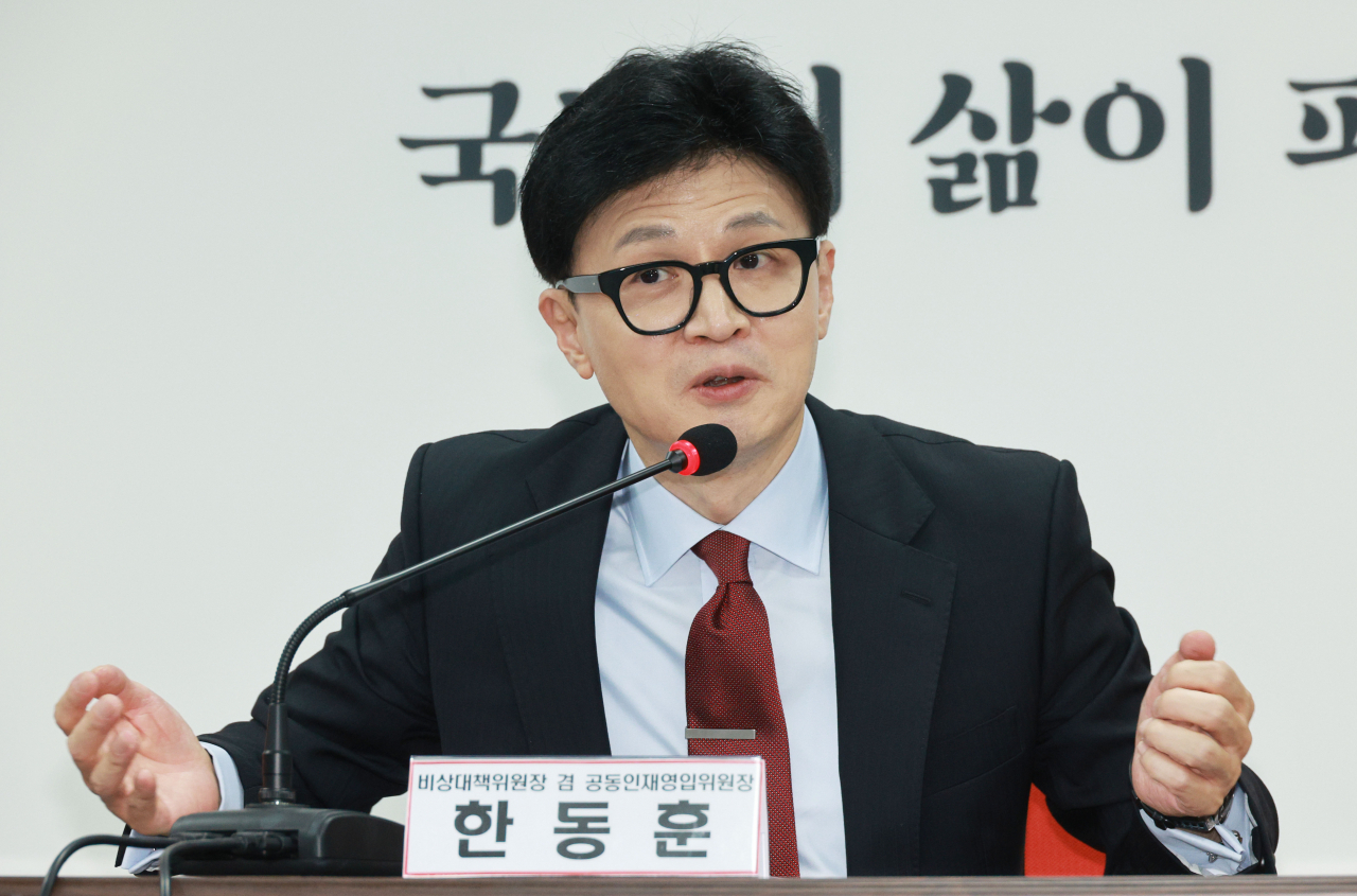 국민의힘 한동훈 비상대책위원장이 7일 오후 서울 여의도 국민의힘 중앙당사에서 열린 국민인재 영입 환영식에서 발언하고 있다. [연합]