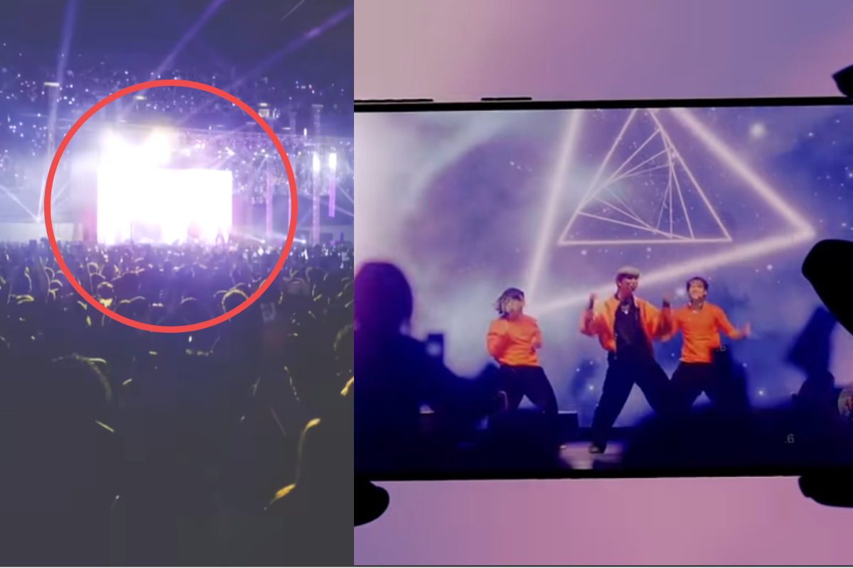삼성전자의 갤럭시 S24 시리즈 홍보 영상에서 콘서트 무대를 줌 인해 사진 찍은 모습[삼성전자 유튜브 캡쳐]