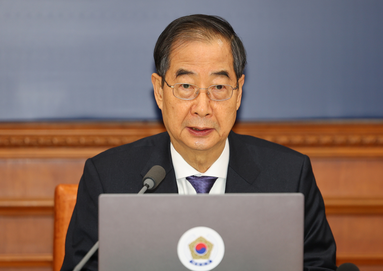 한덕수 국무총리가 13일 오전 정부서울청사에서 열린 국무회의에서 발언하고 있다. [연합]