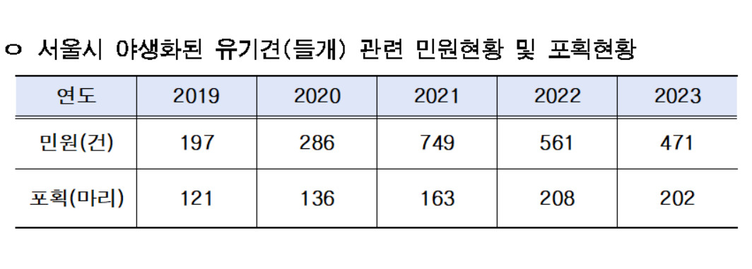 서울시는 시민의 야외활동이 많아지는 봄철을 앞두고 오는 15일부터 다음달 31일까지 관악산·북한산 등 도심 주요 산지와 주변 산책로·주택지역을 중심으로 야생화한 유기견인 ‘들개’를 집중 포획한다고 13일 밝혔다.[서울시 제공]