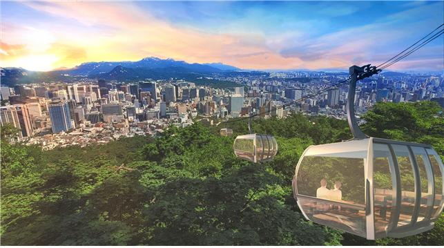 서울 관광의 명물이 될 남산 곤돌라가 2번의 사업 보류 끝에 입찰공고를 내고 사업 본격화에 나섰지만, 입찰이 2번 유찰되면서 또 한 번 어려움에 직면했다. 서울시는 즉시 입찰 재공고를 내고 건설사와 간담회를 열어 유찰 요인을 해소할 계획이다. 사진은 서울 남산 곤돌라 조감도.[서울시 제공]