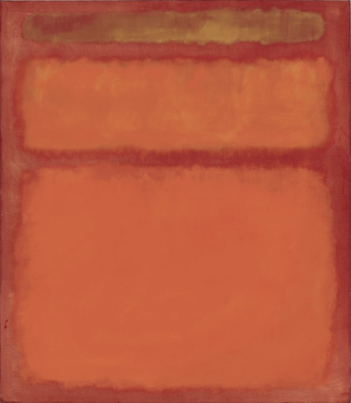 마크 로스코, 주황, 빨강, 노랑, 1961. 로스코의 최고 경매가이자 미국 추상표현주의 작품 중에서 가장 높은 낙찰가를 기록했다. [크리스티]