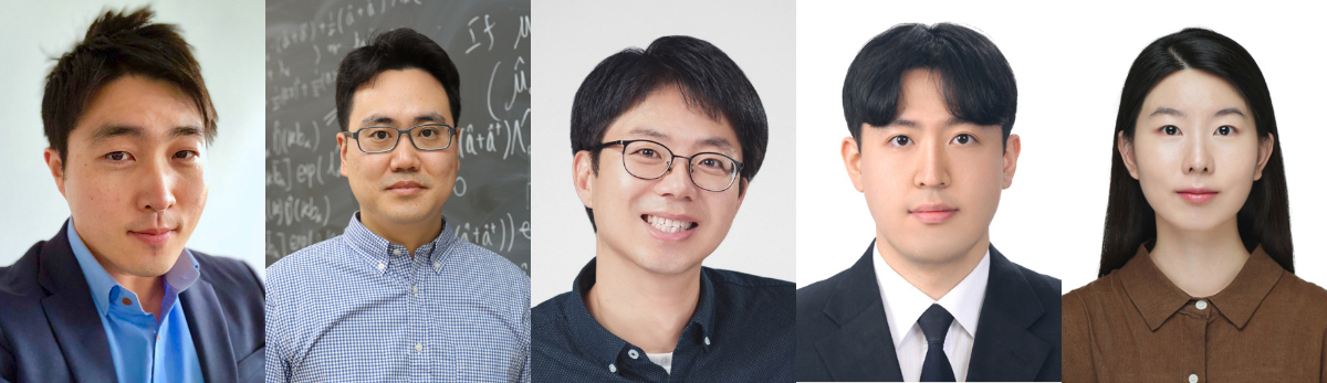 (왼쪽부터) 배한용 교수, 허준석 교수, 김기현 교수, 김우희(공동제1저자), 송선빈(공동제1저자) [성균관대 제공]