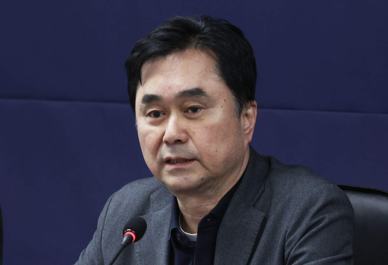 김종민 개혁신당 최고위원이 18일 여의도 새로운미래 당사에서 최근 당 상황과 관련된 내용으로 기자간담회를 하고 있다. [연합]