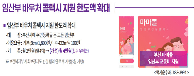부산시 임산부 바우처 콜택시 지원한도액 확대 홍보 배너. [사진=부산시]