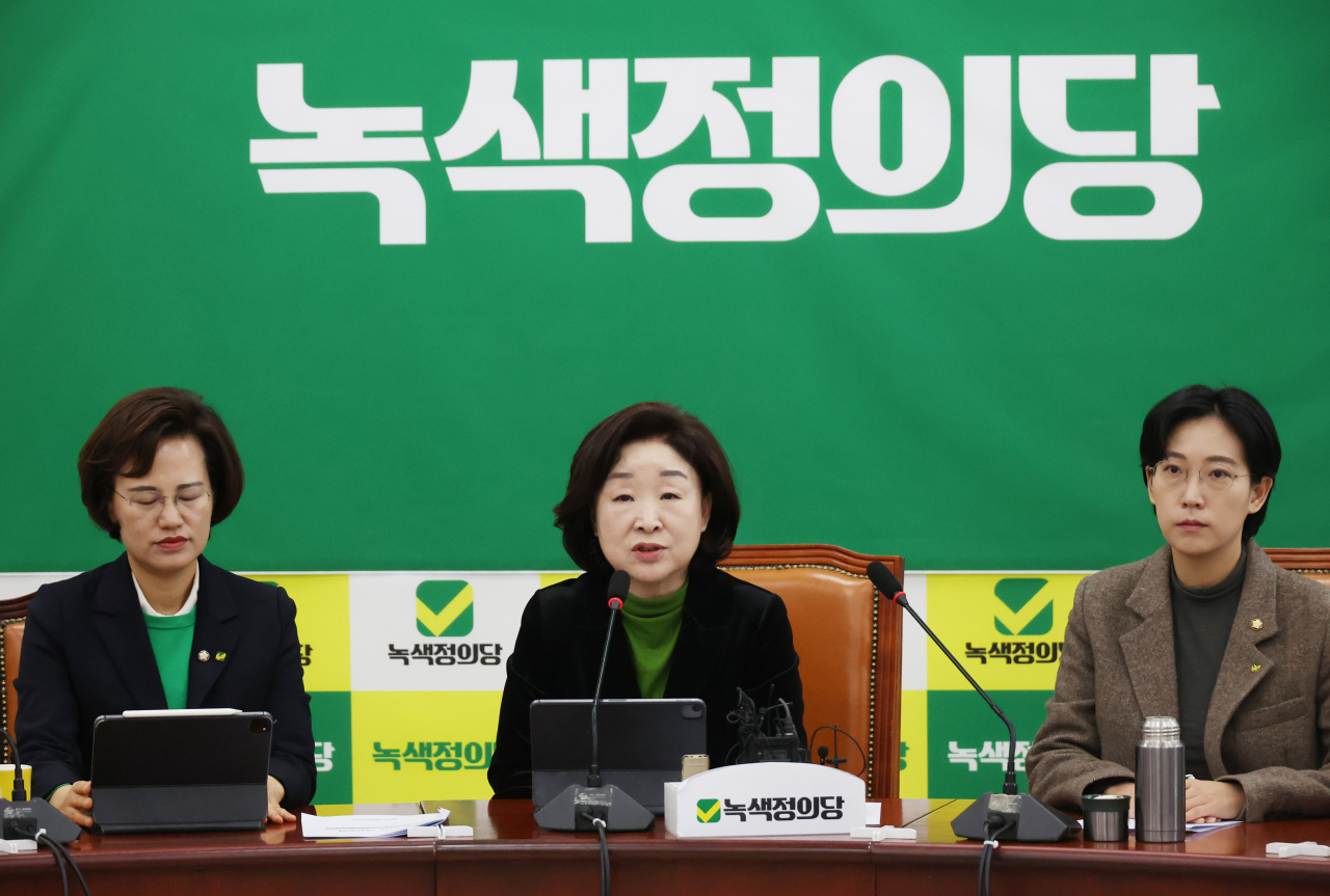 녹색정의당 새 원내대표가 된 심상정 의원이 20일 국회에서 인사말을 하고 있다. [연합]