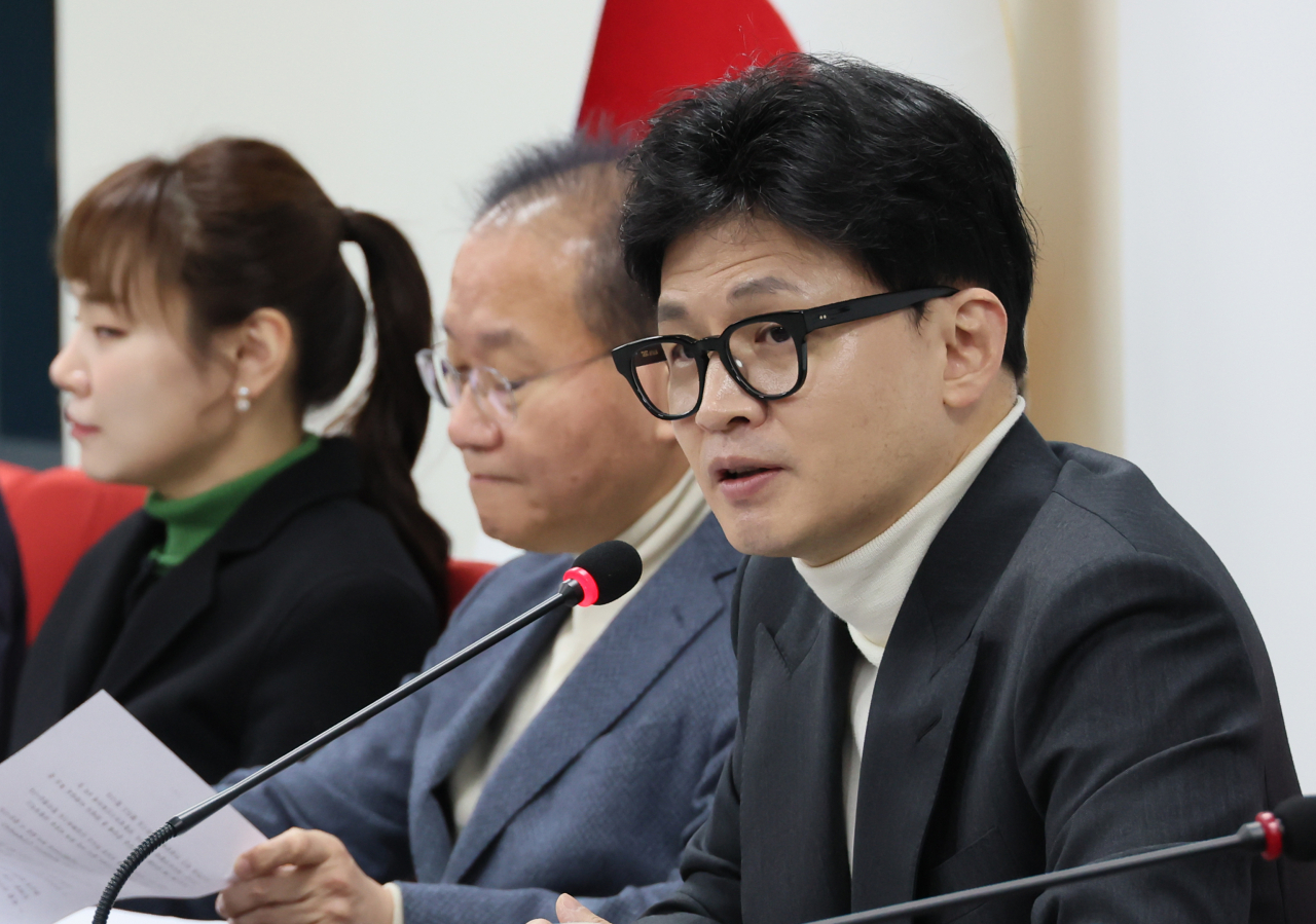 한동훈 국민의힘 비상대책위원장이 22일 서울 여의도 중앙당사에서 열린 비상대책위원회의에서 발언하고 있다. [연합]
