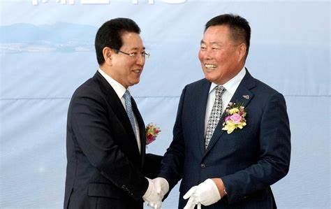 김영록 지사(왼쪽) 김산 군수(오른쪽)